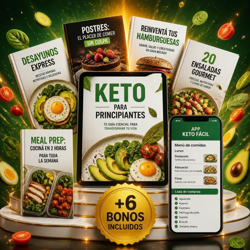 Pack completo del Método Keto: ebook para principiantes, los bonos y la APP en el celular